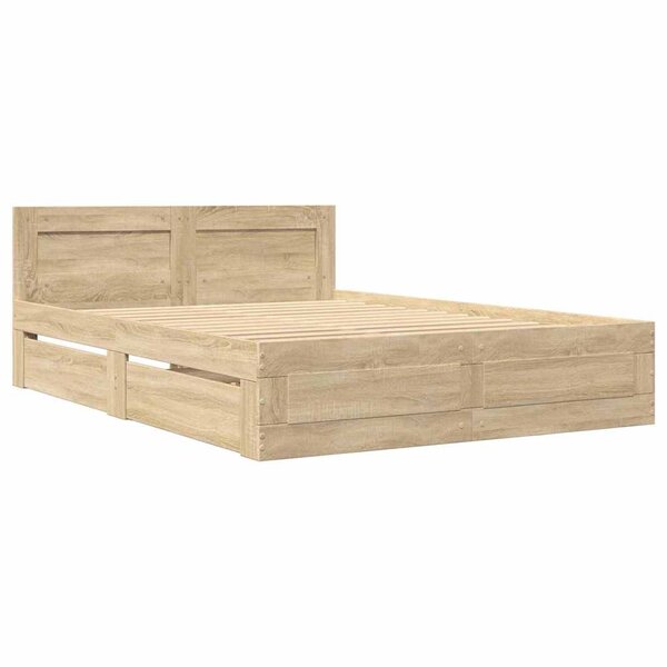 vidaXL Cadre de lit 2 Pièces Sonoma 137 x 188 cm Bois d'ingénierie