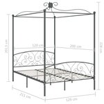 Vidaxl cadre de lit à baldaquin gris métal 120 x 200 cm