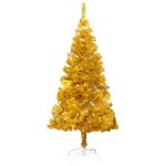 vidaXL Arbre de Noël artificiel pré-éclairé et boules doré 120 cm PET