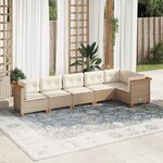 vidaXL Salon de jardin avec coussins 6 Pièces beige résine tressée