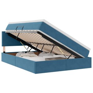 vidaXL Lit de Rangement avec matelas Bleu foncé 140 x 190 cm Velours