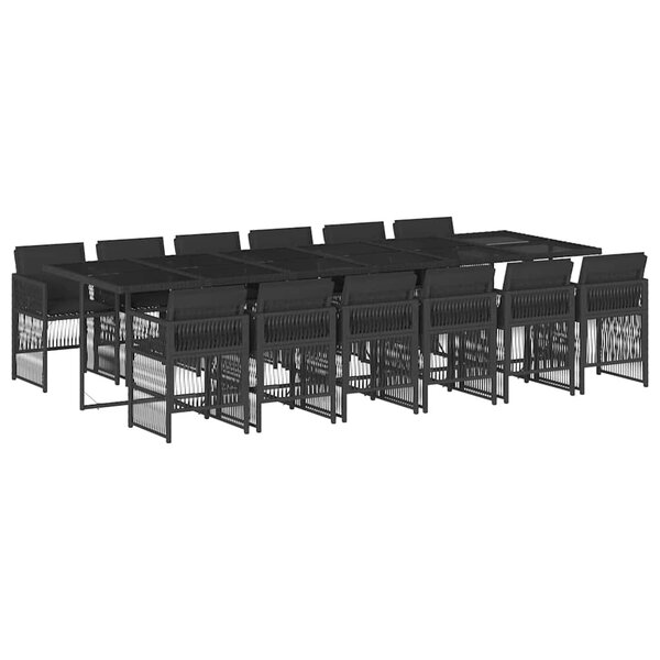 vidaXL Ensemble à manger de jardin 13 Pièces coussins noir résine tressée
