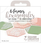 Formes hexagonales en bois 9 cm 6 pièces