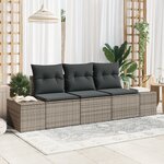 vidaXL Ensemble de canapé de jardin 3 pièces avec coussins Gris en poly rotin