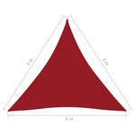 vidaXL Voile de parasol Tissu Oxford triangulaire 3x3x3 m Rouge