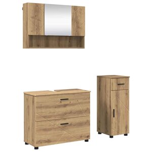 vidaXL Ensemble de mobilier de salle de bain 3 Pièces Chêne artisanal