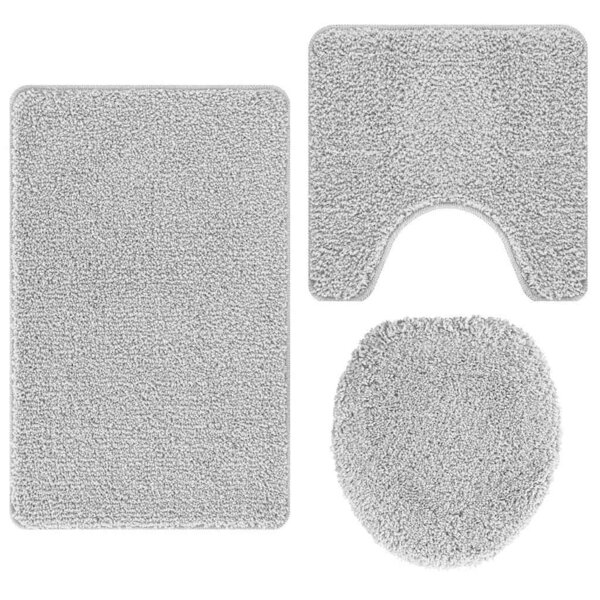 vidaXL Ensemble de tapis de bain antidérapants 3 Pièces Gris PP