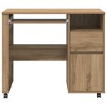 vidaXL Bureau avec roulettes avec roue chêne artisanal 91 x 50 x 77 cm