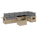 vidaXL Salon de jardin avec coussins 7 Pièces beige résine tressée