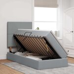 vidaXL Lit avec rangement et matelas Gris clair 100 x 200 cm Polyester