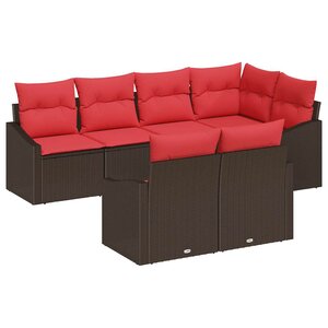 vidaXL Ensemble de Canapés avec coussin 7 Pièces Marron polyrotin