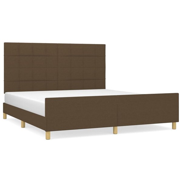 vidaXL Cadre de lit avec tête de lit Marron foncé 180x200 cm Tissu
