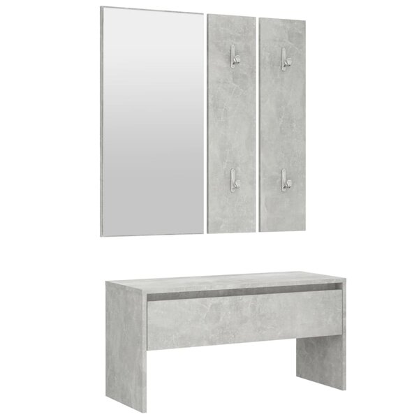 Ensemble de meubles de couloir gris béton bois d'ingénierie 02_0010925