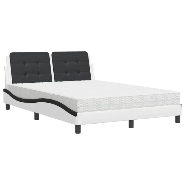 vidaXL Lit avec matelas blanc et noir 120x200 cm similicuir