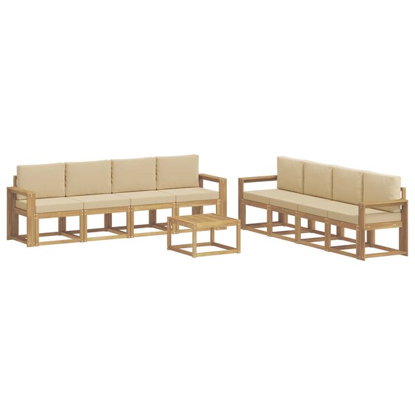 vidaXL Ensemble de canapés d'extérieur 9 Pièces Blanc et Beige