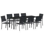 vidaXL Ensemble de salle à manger pour jardin 9 Pièces Noir Poly rotin