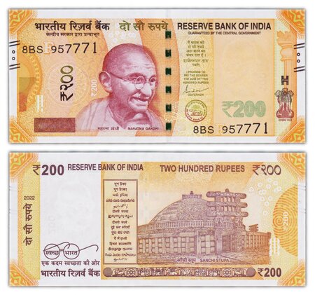 Billet de collection 200 rupees 2022 inde - neuf - p113 f