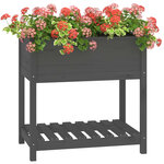 vidaXL Jardinière avec étagère Gris 82 5x54x81 cm Bois massif de pin