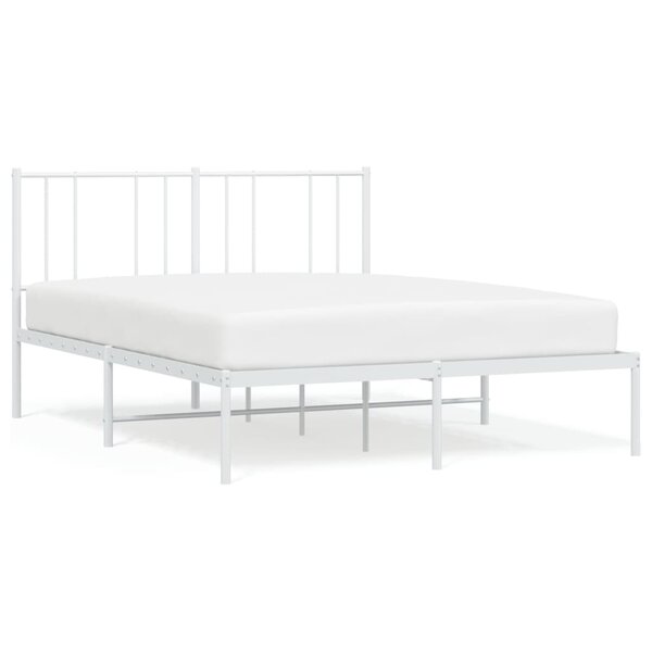 vidaXL Cadre de lit métal sans matelas et tête de lit blanc 160x200 cm