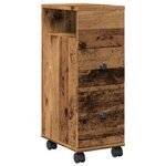 vidaXL Meuble étroit de salle de bain à roulettes vieux bois