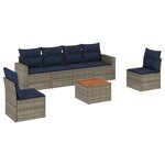 vidaXL Salon de jardin 7 Pièces avec coussins gris résine tressée