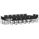 vidaXL Ensemble à manger de jardin avec coussins 17 Pièces noir textilène