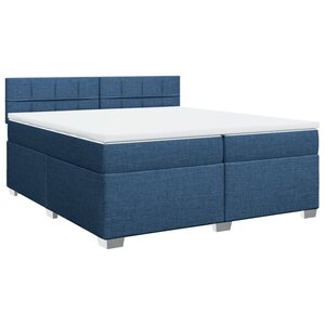 vidaXL Sommier à lattes de lit avec matelas Bleu 200x200 cm Tissu