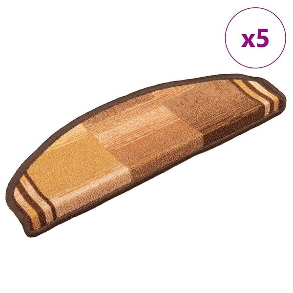 vidaXL Tapis d'escalier autoadhésifs 5 Pièces 65x21x4 cm Marron