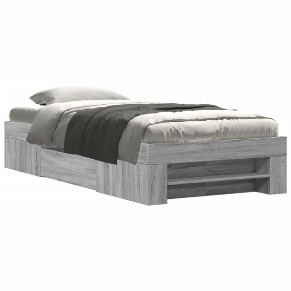 vidaXL Cadre de lit sans matelas sonoma gris 100x200 cm