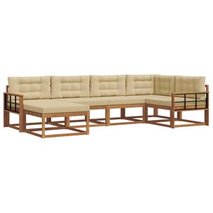 vidaXL Ensemble de canapés d'extérieur 6 Pièces Naturel et Beige