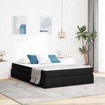 vidaXL Lit avec rangement et matelas Noir 140 x 190 cm Polyester