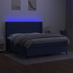 vidaXL Sommier à lattes de lit matelas et LED Bleu 180x200 cm Tissu