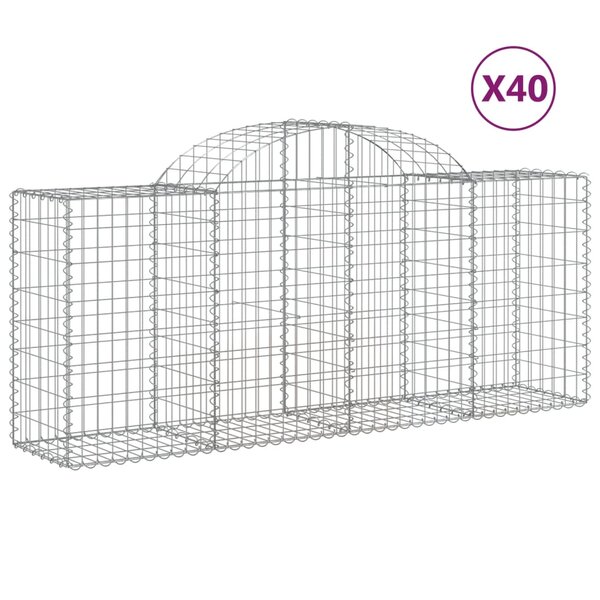vidaXL Paniers à gabions arqués 40 Pièces 200x50x80/100 cm Fer galvanisé