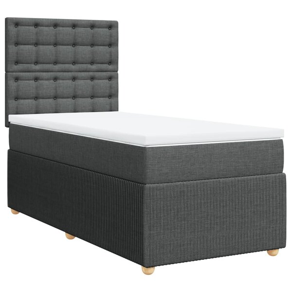 vidaXL Sommier à lattes de lit et matelas Gris foncé 90x190 cm Tissu