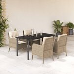 vidaXL Ensemble à manger de jardin avec coussins 5Pièces Beige poly rotin