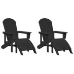 vidaXL Mobilier de jardin lounge 2 Pièces Noir 74 x 82 x 90 cm Plastique