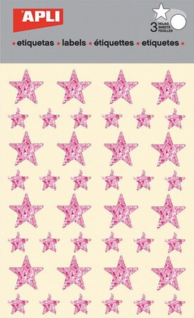 Gommettes étoile 12 et 20 mm Holographique rose x 120