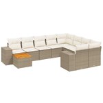 vidaXL Salon de jardin 11 Pièces avec coussins beige résine tressée