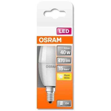 Osram ampoule led flamme dépolie avec radiateur 5 5w=40 e14 chaud
