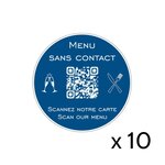 Menu sans contact personnalisé format rond QR Code - Présentation menu hôtel restaurant sans contact - Couleur bleu