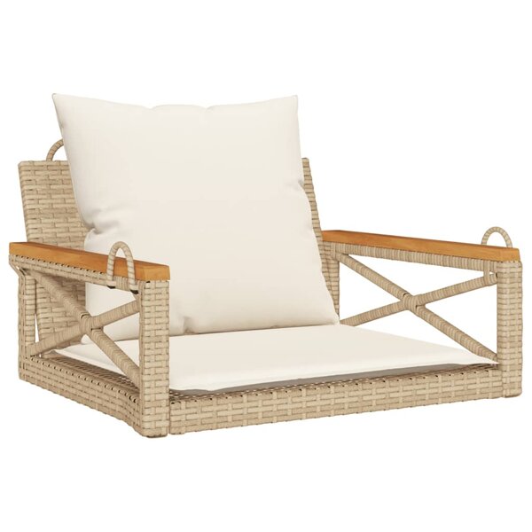 vidaXL Balancelle avec coussins beige 63x62x40 cm résine tressée