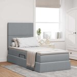 vidaXL Lit de rangement LED avec matelas Gris clair 90 x 190 cm Tissu
