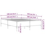 vidaXL Cadre de lit sonoma gris 135x190 cm bois d'ingénierie et métal