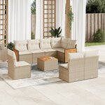 vidaXL Salon de jardin avec coussins 9 Pièces beige résine tressée