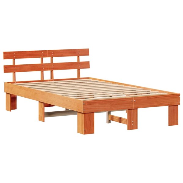 vidaXL Cadre de lit Marron 140 x 190 cm Bois de pin massif
