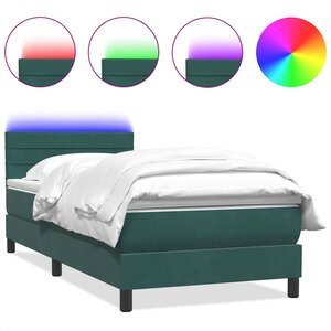 vidaXL Sommier à lattes de lit et matelas et LED vert foncé 100x210cm velours