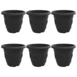 vidaXL Pot à fleurs rond 6 pc Noir Ø 39 x 32 cm Plastique