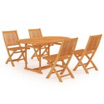 vidaXL Ensemble à manger de jardin 5 Pièces Bois de teck massif