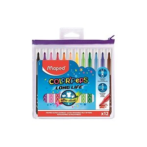 Maped Feutres COLOR'PEPS Long Life  en étui de 12 à zip