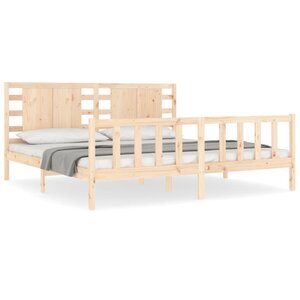 vidaXL Cadre de lit avec tête de lit 200x200 cm bois massif